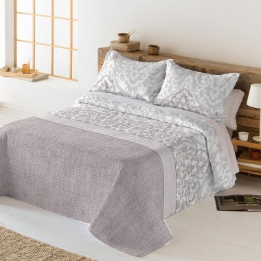 Colcha Bouti Reversible TRAPANI | Estilo Clásico Gris | Deslan Internacional