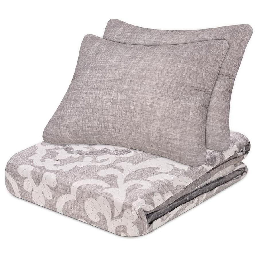 Colcha Bouti Reversible TRAPANI | Estilo Clásico Gris | Deslan Internacional