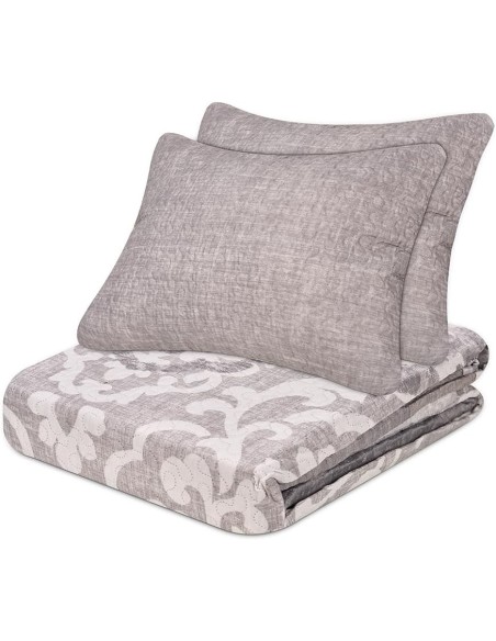 Colcha Bouti Reversible TRAPANI | Estilo Clásico Gris | Deslan Internacional