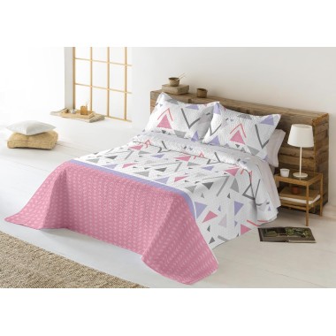 Colcha Bouti Reversible PRISTINA | Geométrica Bicolor para Cama de 90 cm | Deslan Internacional