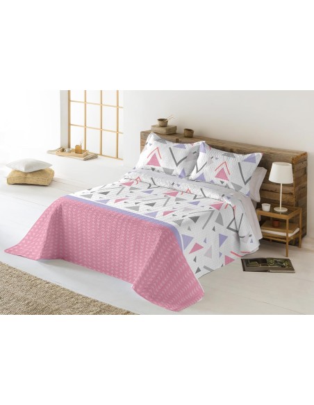 Colcha Bouti Reversible PRISTINA | Geométrica Bicolor para Cama de 90 cm | Deslan Internacional