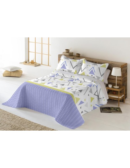 Colcha Bouti Reversible PRISTINA | Geométrica Bicolor para Cama de 90 cm | Deslan Internacional
