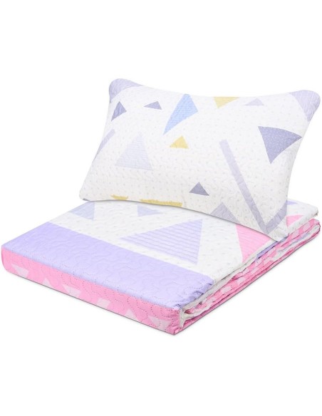 Colcha Bouti Reversible PRISTINA | Geométrica Bicolor para Cama de 90 cm | Deslan Internacional