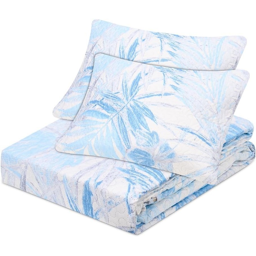 Colcha Bouti Reversible ALMERE | Estampado Tropical Azul o Marrón | Deslan Internacional