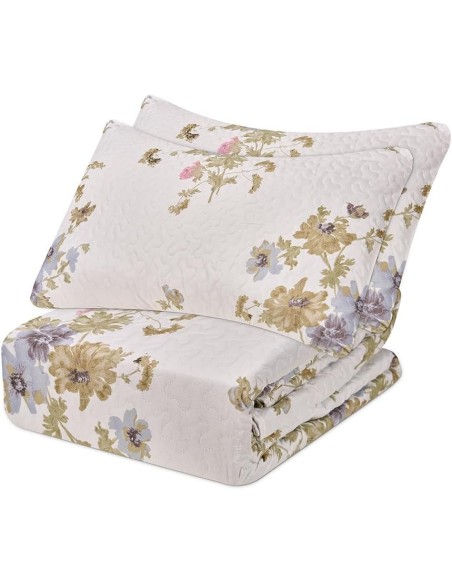 Colcha Bouti Reversible DALIA | Floral Cosida | Deslan Internacional