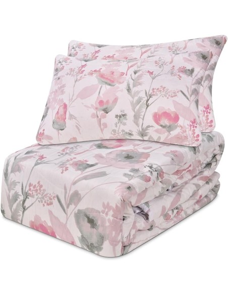 Colcha Bouti Reversible ENOLA | Diseño Floral Cosido | Deslan Internacional
