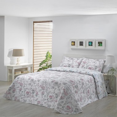Colcha Bouti Reversible ENOLA | Diseño Floral Cosido | Deslan Internacional