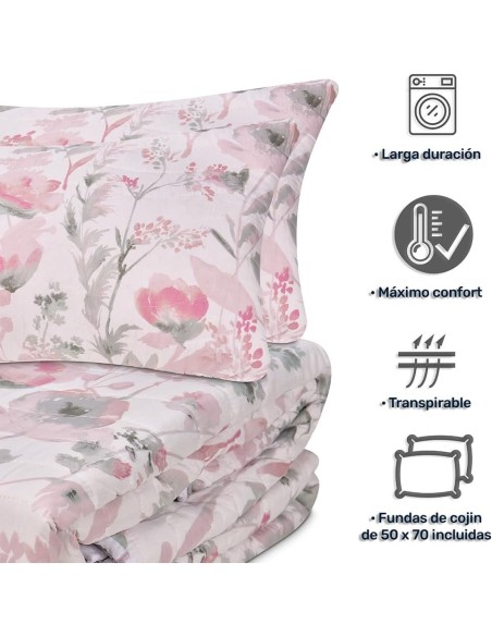 Colcha Bouti Reversible ENOLA | Diseño Floral Cosido | Deslan Internacional