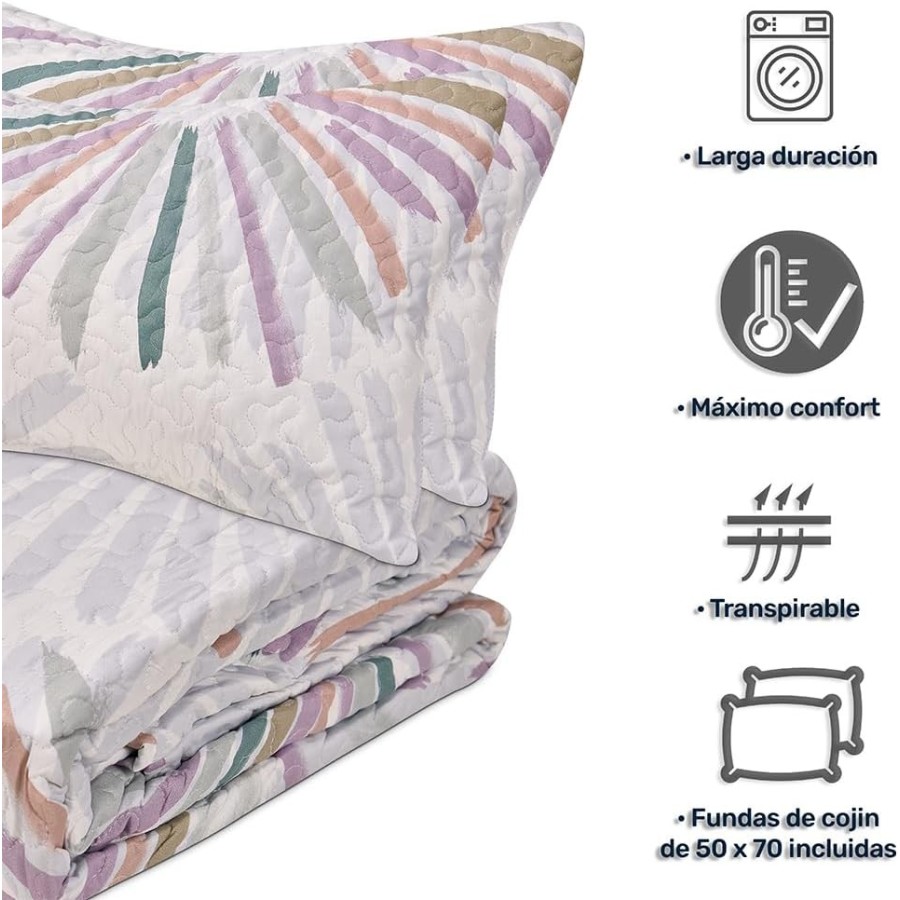 Colcha Bouti Reversible NAGOYA | Diseño Abanico Cosido | Deslan Internacional