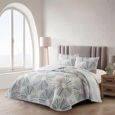 Colcha Bouti Reversible NAGOYA | Diseño Abanico Cosido | Deslan Internacional