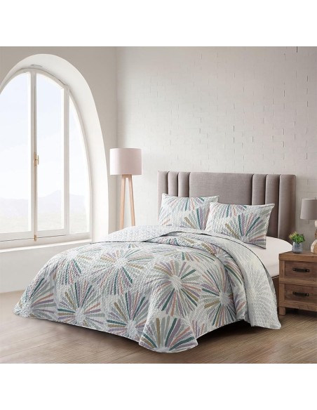Colcha Bouti Reversible NAGOYA | Diseño Abanico Cosido | Deslan Internacional