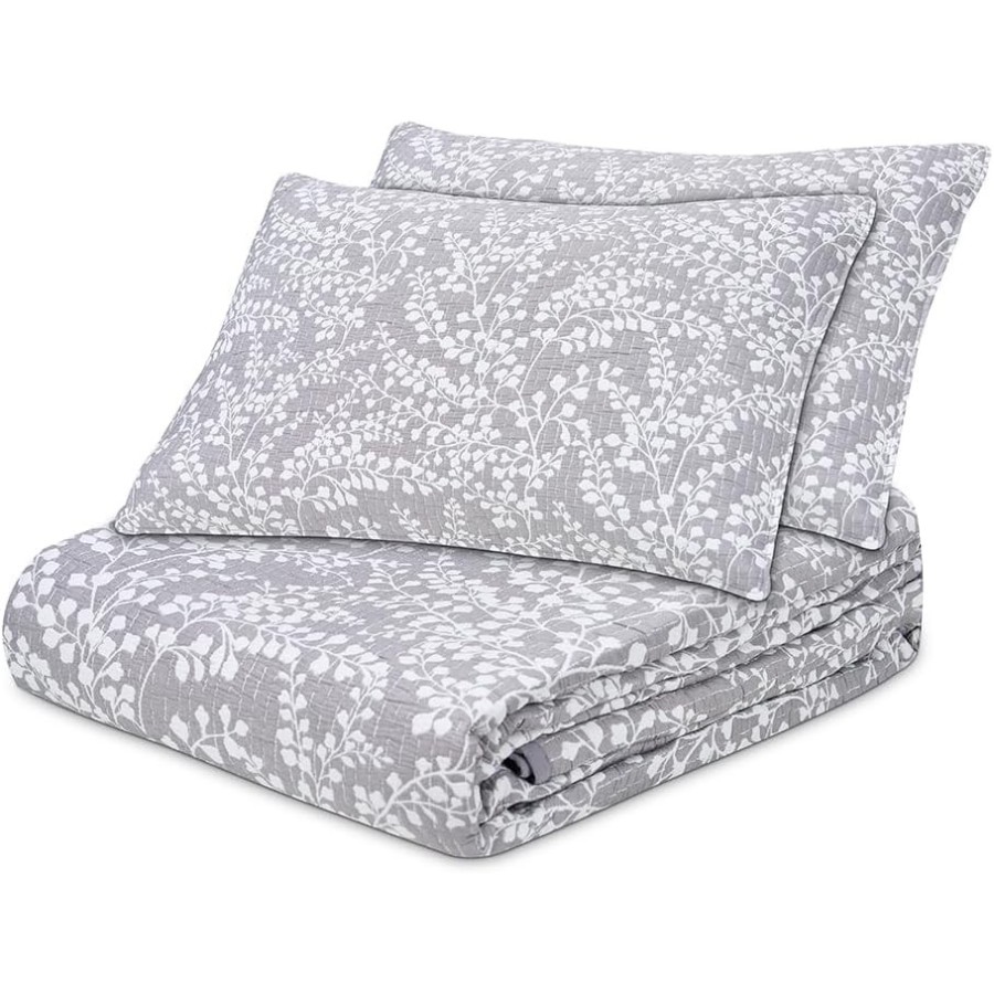 Colcha Bouti Reversible FLORI | Diseño Floral Cosido Perla | Deslan Internacional