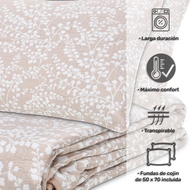 Colcha Bouti Reversible FLORI | Diseño Floral Cosido Lino | Deslan Internacional 2