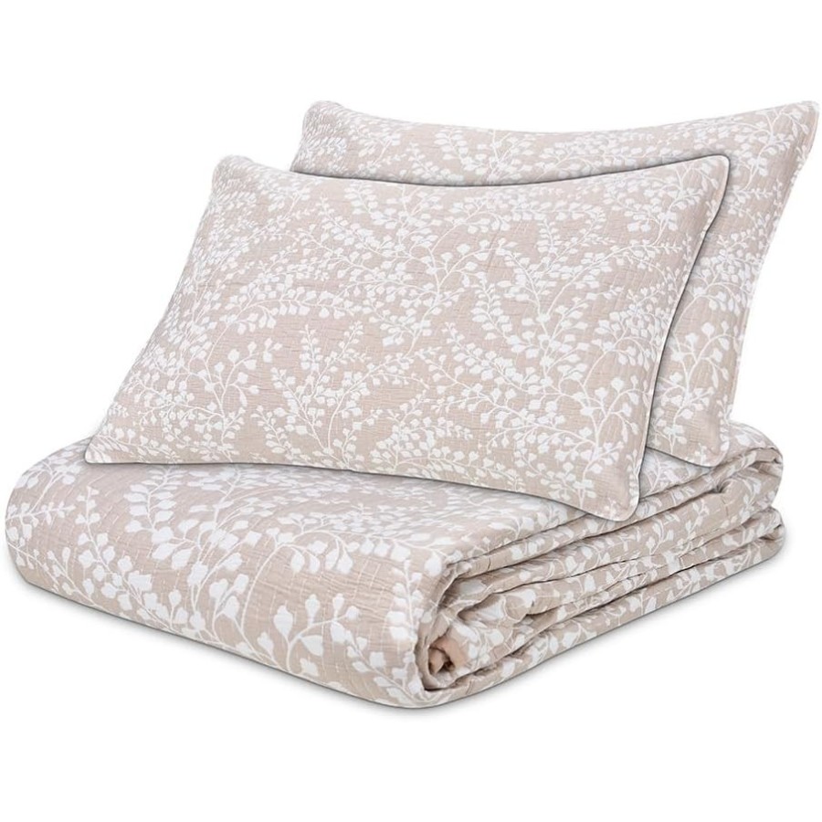 Colcha Bouti Reversible FLORI | Diseño Floral Cosido Lino | Deslan Internacional