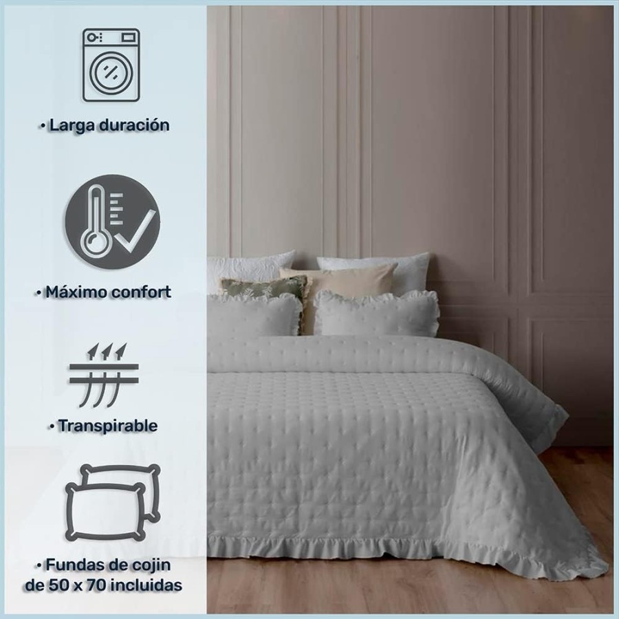 Colcha Bouti Modelo NAPOLI | Estilo Romántico Gris | Deslan Internacional