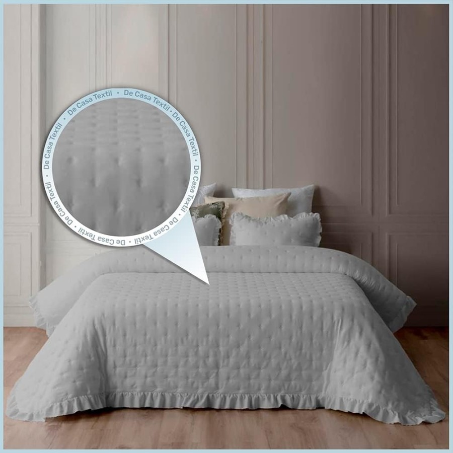 Colcha Bouti Modelo NAPOLI | Estilo Romántico Gris | Deslan Internacional