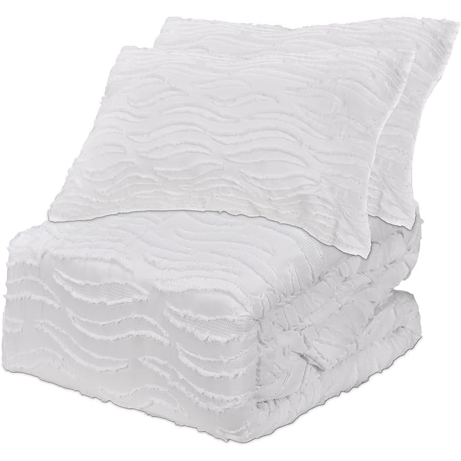 Colcha Bouti Modelo CANNES | Blanco Texturizado Cosido | Deslan Internacional