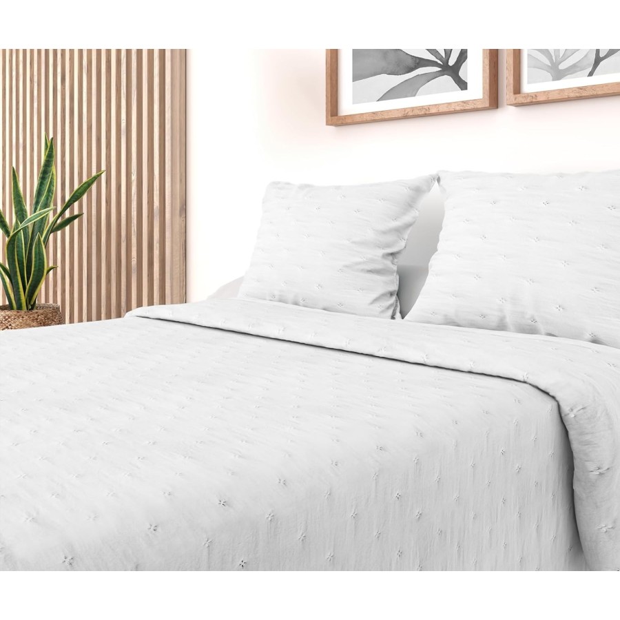 Colcha Bouti Modelo EIDER | Blanco Texturizado | Deslan Internacional