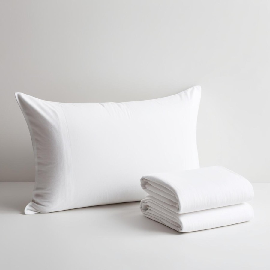 Sábana Bajera Ajustable Blanca Hostelería | 50% Algodón 50% Poliéster | Deslan Internacional