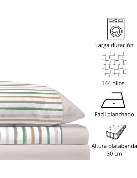 Juego de Sábanas TRAVIS Beige | 48% Algodón 52% Poliéster | Deslan Internacional