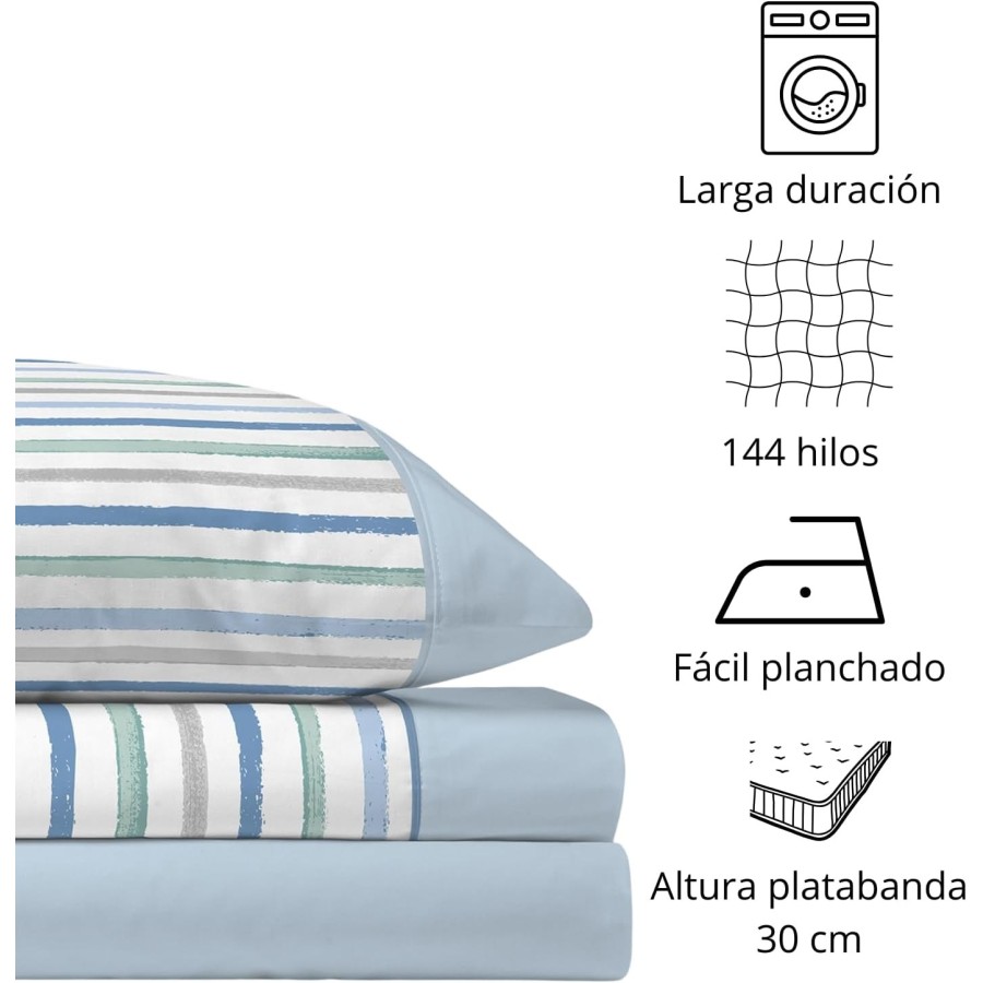 Juego de Sábanas TRAVIS Azul | 48% Algodón 52% Poliéster | Deslan Internacional