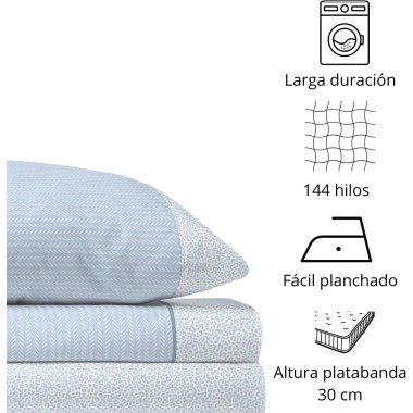 Juego de Sábanas MARIELA Azul | 48% Algodón 52% Poliéster | Deslan Internacional 2