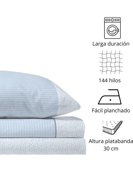Juego de Sábanas MARIELA Azul | 48% Algodón 52% Poliéster | Deslan Internacional