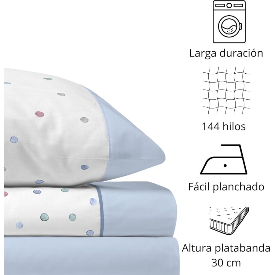 Juego de Sábanas IZAN Azul | 48% Algodón 52% Poliéster | Deslan Internacional