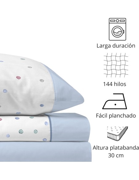 Juego de Sábanas IZAN Azul | 48% Algodón 52% Poliéster | Deslan Internacional