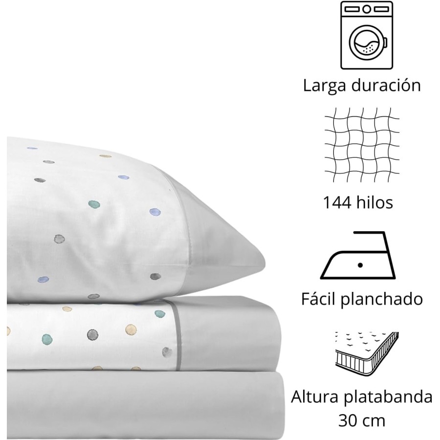 Juego de Sábanas IZAN Gris | 48% Algodón 52% Poliéster | Deslan Internacional