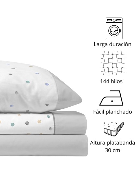 Juego de Sábanas IZAN Gris | 48% Algodón 52% Poliéster | Deslan Internacional