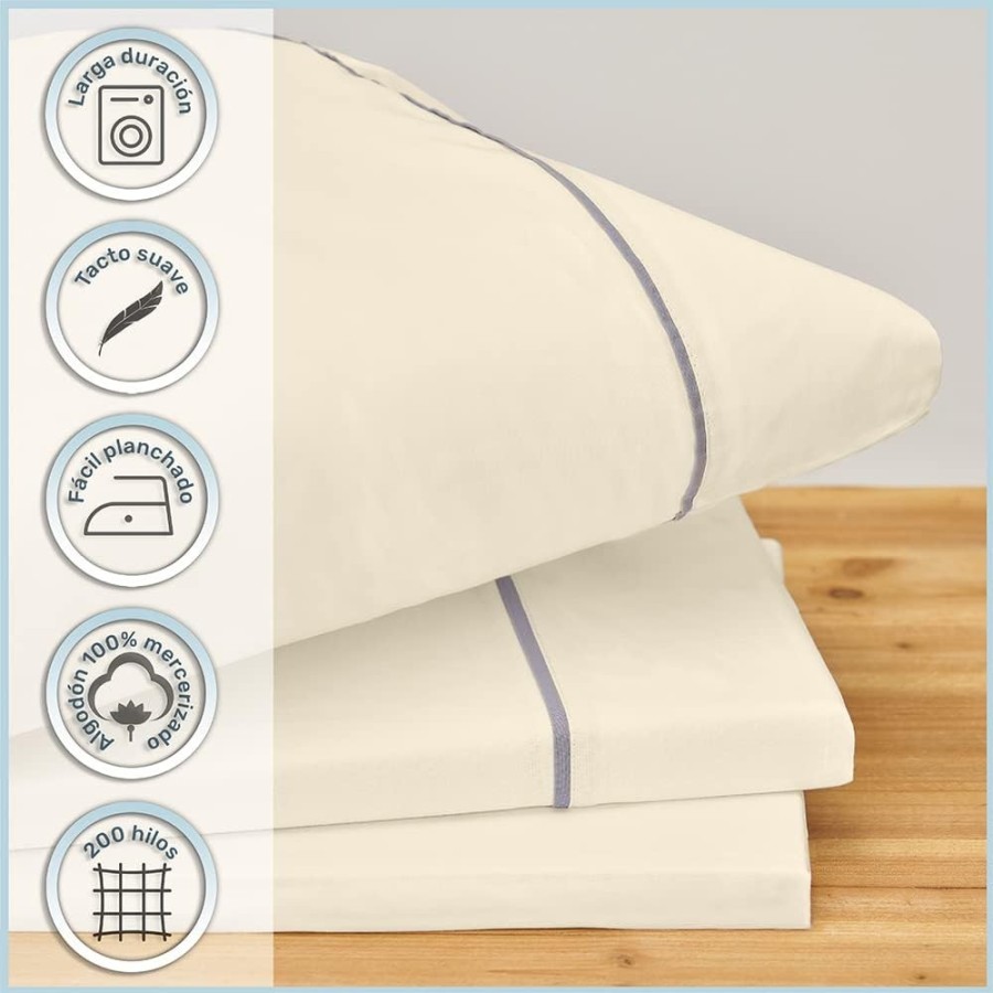 Juego de Sábanas 100% Algodón Mercerizado 200 Hilos Color Natural | Deslan Internacional