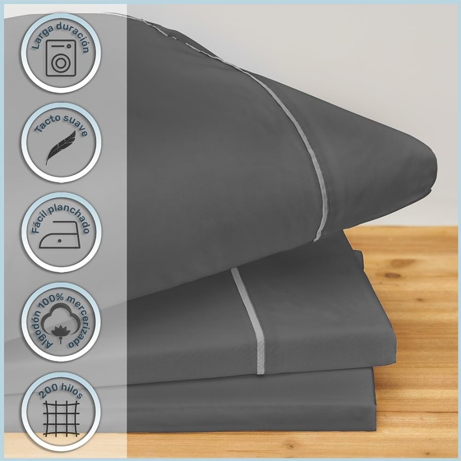 Juego de Sábanas 100% Algodón Mercerizado 200 Hilos Color Gris | Deslan Internacional