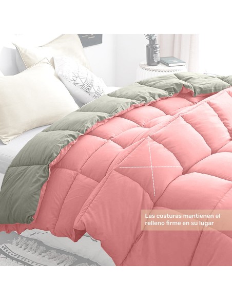Relleno Nórdico BERLIN 400 GSM Reversible Rosa y Gris | Oeko-Tex | Deslan Internacional