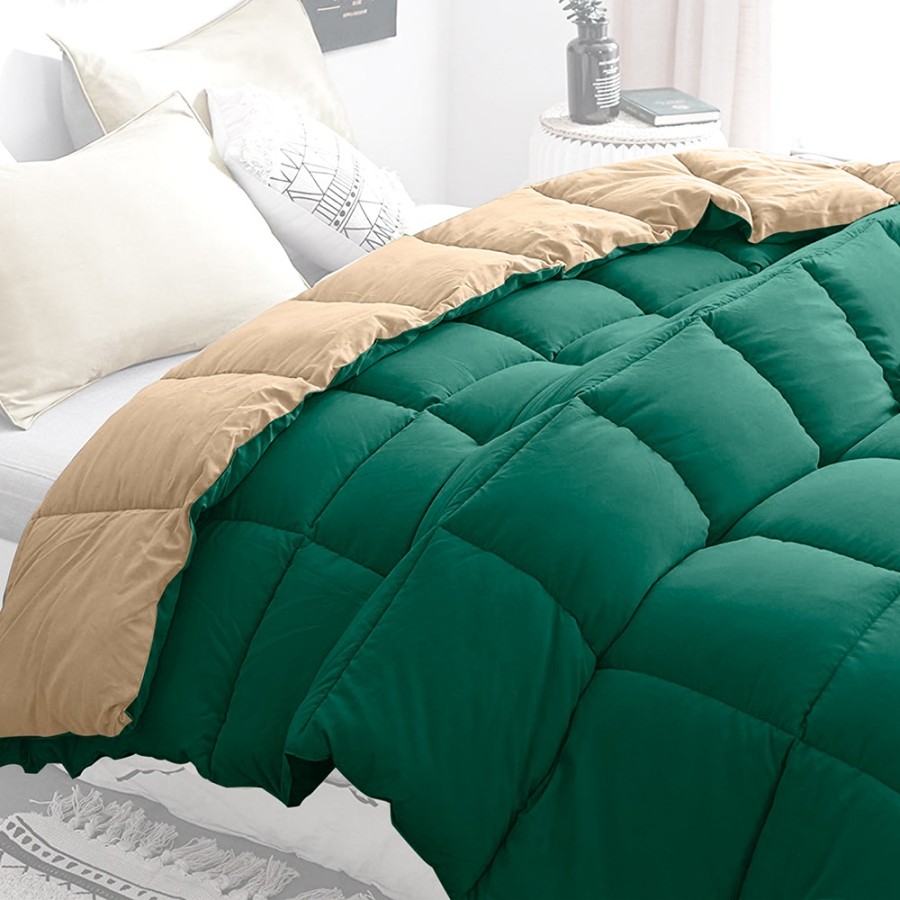 Relleno Nórdico BERLIN 400 GSM Reversible Verde y Beige | Oeko-Tex | Deslan Internacional