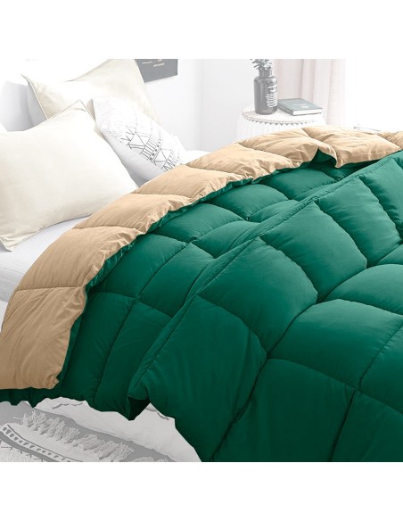 Relleno Nórdico BERLIN 400 GSM Reversible Verde y Beige | Oeko-Tex | Deslan Internacional