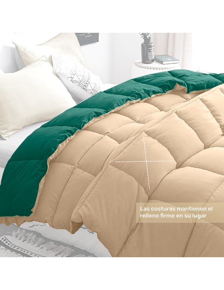 Relleno Nórdico BERLIN 400 GSM Reversible Verde y Beige | Oeko-Tex | Deslan Internacional