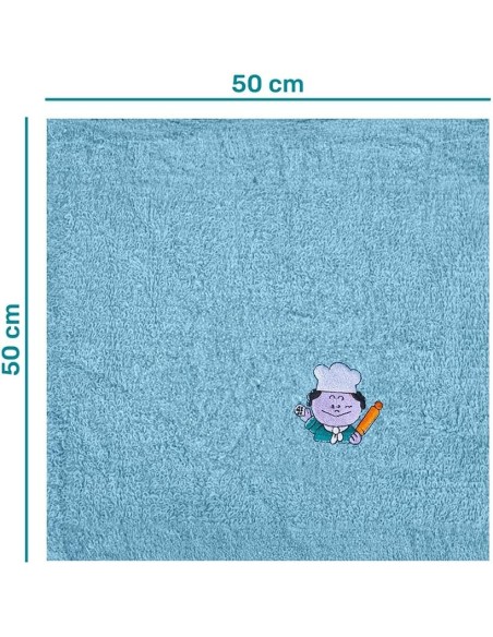 Pack 4 Paños Cocina Cocinero 100% Algodón 50x50 cm | Multicolor | Deslan Internacional