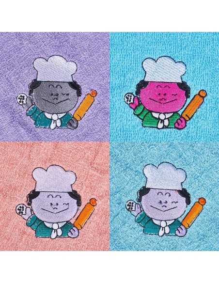 Pack 4 Paños Cocina Cocinero 100% Algodón 50x50 cm | Multicolor | Deslan Internacional