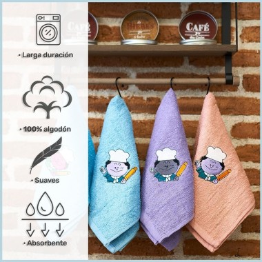 Pack 4 Paños Cocina Cocinero 100% Algodón 50x50 cm | Multicolor | Deslan Internacional 2