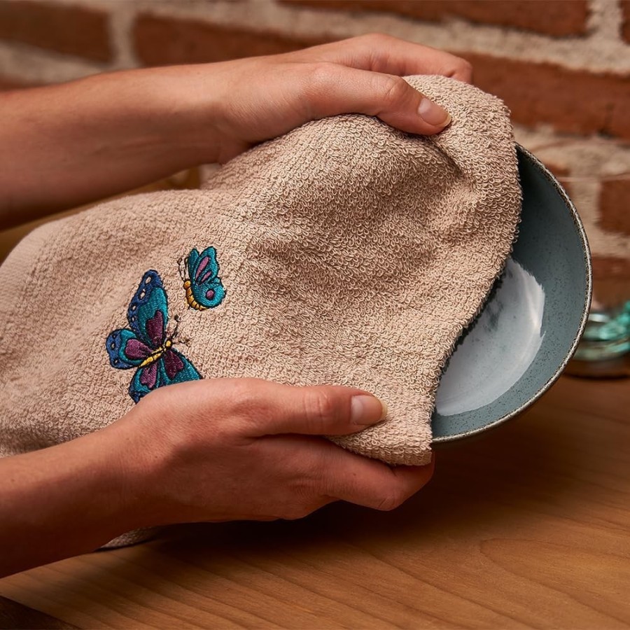 Pack 4 Paños Cocina Mariposas 100% Algodón 50x50 cm | Multicolor | Deslan Internacional