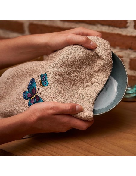 Pack 4 Paños Cocina Mariposas 100% Algodón 50x50 cm | Multicolor | Deslan Internacional