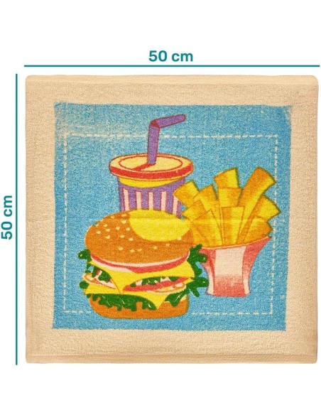 Pack 4 Paños Cocina Hamburguesas 100% Algodón 50x50 cm | Multicolor | Deslan Internacional