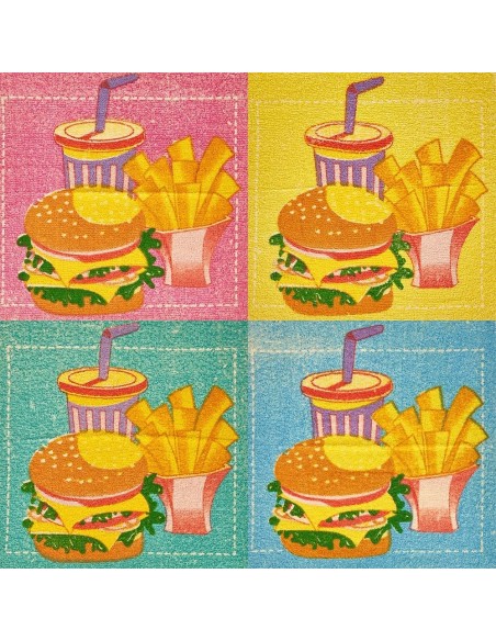 Pack 4 Paños Cocina Hamburguesas 100% Algodón 50x50 cm | Multicolor | Deslan Internacional