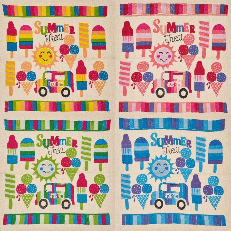 Pack 4 Paños Cocina Summer 100% Algodón 50x50 cm | Multicolor | Deslan Internacional