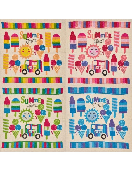 Pack 4 Paños Cocina Summer 100% Algodón 50x50 cm | Multicolor | Deslan Internacional