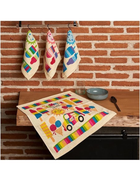 Pack 4 Paños Cocina Summer 100% Algodón 50x50 cm | Multicolor | Deslan Internacional