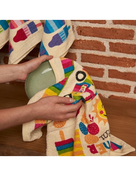 Pack 4 Paños Cocina Summer 100% Algodón 50x50 cm | Multicolor | Deslan Internacional