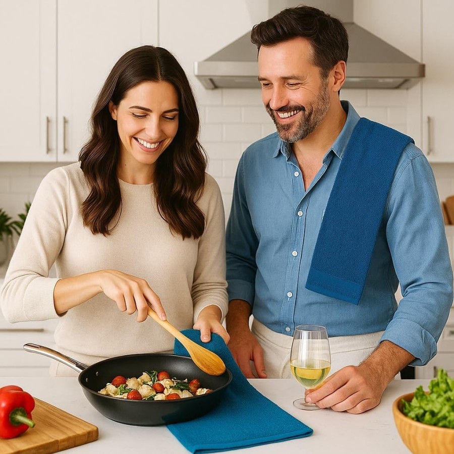 Pack 6 Paños Cocina Lisos 400 GSM 100% Algodón 50x50 cm | Multicolor | Deslan Internacional