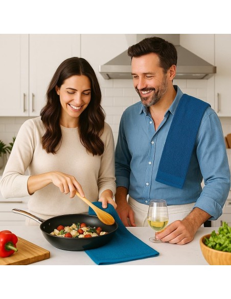 Pack 6 Paños Cocina Lisos 400 GSM 100% Algodón 50x50 cm | Multicolor | Deslan Internacional